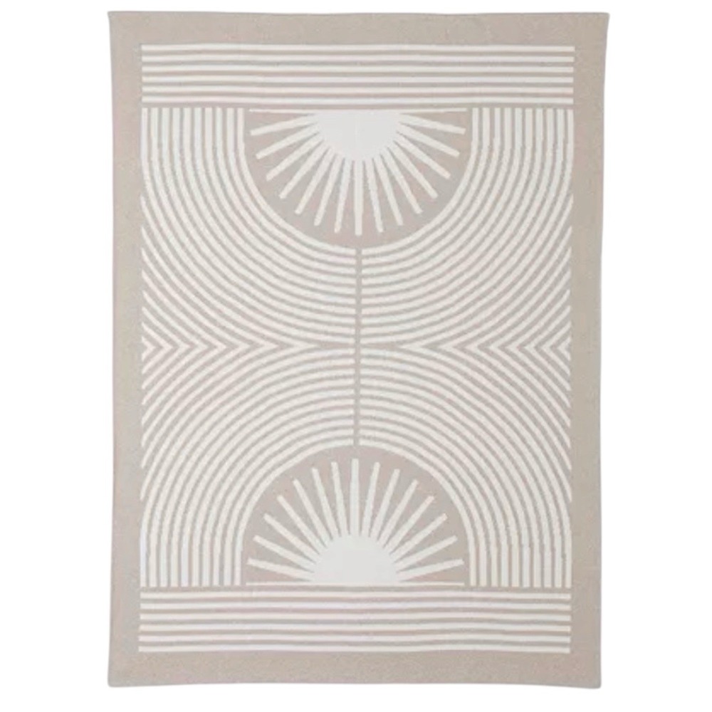 Barefoot Dreams Cozychic Cotton Agave Throw 54"x72" Oatmeal Cream Abstract NWT